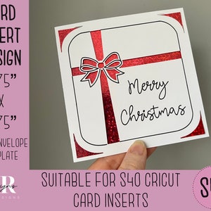 SVG: Christmas insert card. Cricut S40 insert card. Christmas card svg. Square Christmas card. Christmas card template and envelope.