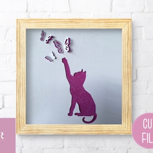 SVG: 3D Cat. Digital download. Paper cutting. Cat cut file. Flower pop ups. Cat svg. Pop up butterflies. Pop up SVG. 3D SVG.
