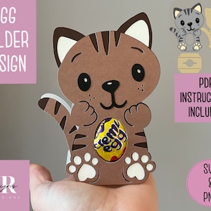 Paquet de porte-œufs pour chat. Porte-oeufs svg. Porte-œufs de Pâques pour chat. Porte-bonbons pour chat. Porte-œufs à la crème.
