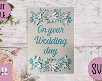 SVG: ‘pop up’/ 3D Wedding card. Celebration. Wedding svg. Wedding card svg. Pop up flowers. 3d flowers. Pop up SVG. Cricut card svg.