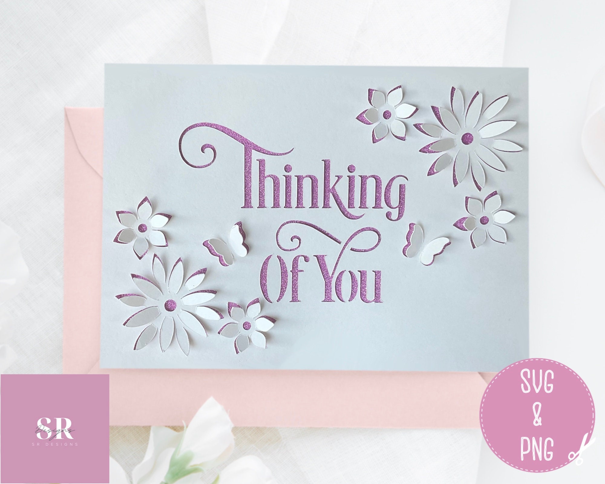 SVG 3D/ pop up Thinking of you card. Bereavement card. Pop Etsy