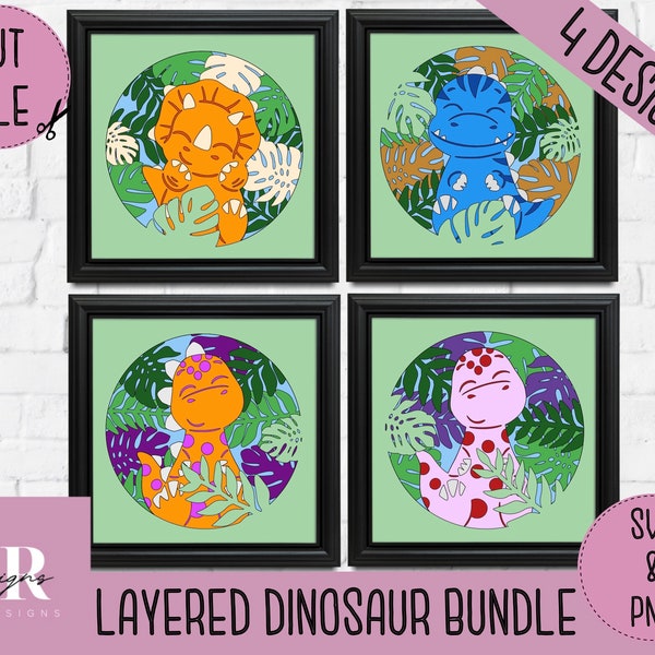 SVG: Dinosaur shadow box bundle. Dinosaur svg. 3d Dinosaur. dinosaur cut file. dinosaur shadow box. SVG. PNG.