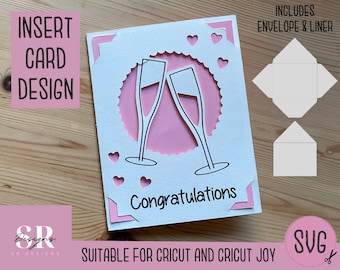 SVG: Congratulations insert card. Cricut Joy friendly. Draw and cut card design. Envelope template included. Cricut Joy congrats card SVG