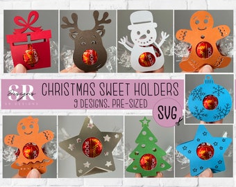 Christmas sweet holder bundle. Chocolate holder svg. Christmas candy holder. Candy holder bundle. Christmas candy holder bundle