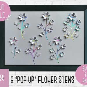 SVG: ‘pop up’/ 3D Flower stem bundle. 6 pop up flower stems. Digital. Paper cutting. Card making. Pop up SVG. Floral pop up bundle.
