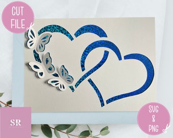 SVG: ‘pop up’/ 3D Heart links. Celebration. Wedding svg. Hearts svg.  Anniversary card svg. Pop up Butterflys. 3d butterflys. Pop up SVG