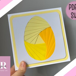 Plantilla de patrón de plegado de Iris de huevo de Pascua PDF y SVG. Patrón de plegado de iris. diseño de tarjeta de huevo de Pascua. Patrón de iris de Pascua. PDF de corte a mano
