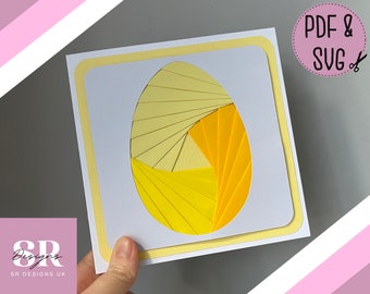 Easter egg Iris folding pattern template PDF & SVG. Iris folding pattern. easter egg card design. Easter Iris pattern. Hand cutting PDF