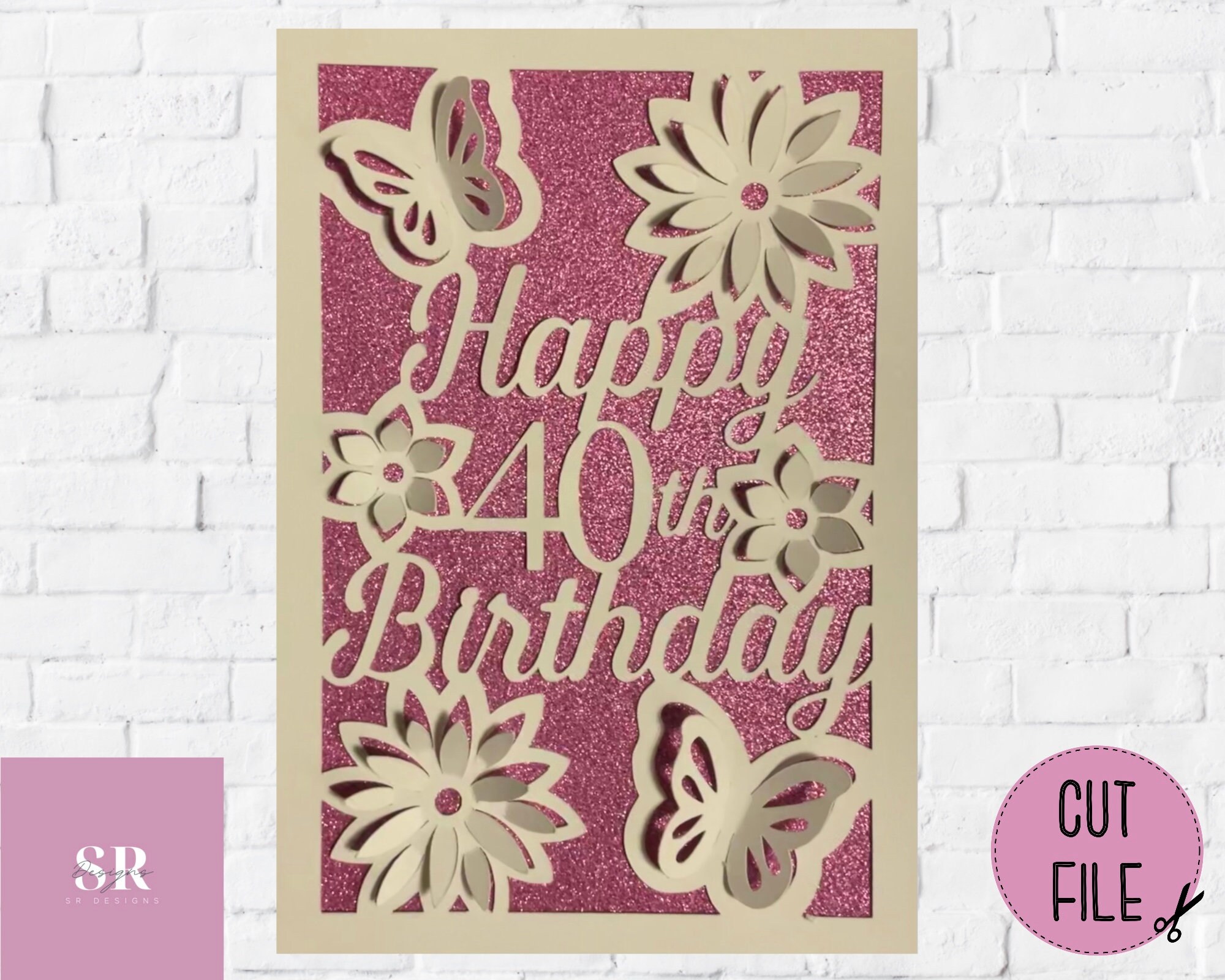 SVG: ‘pop Up’/ 3D Happy 40th Birthday Card. Birthday Card Svg. Pop up ...