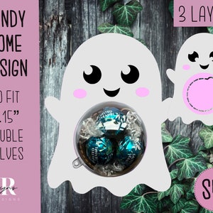 Halloween Candy Dome Svg. Ghost Candy Dome-svg. Chocolade houder svg. Halloween-snoephouder. Snoephouder. Halloween-snoephouder.