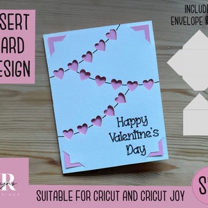 SVG: Valentijnsdag insteekkaart. Cricut Joy-vriendelijk. Teken en knip het kaartontwerp. Envelopsjabloon inbegrepen. Cricut Joy Valentijnsdag kaart SVG