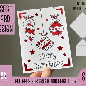 SVG: Tarjeta de inserción navideña. Cricut Alegría amigable. Dibuja y corta el diseño de la tarjeta. Plantilla de sobre incluida. Tarjeta de Navidad Cricut Joy SVG