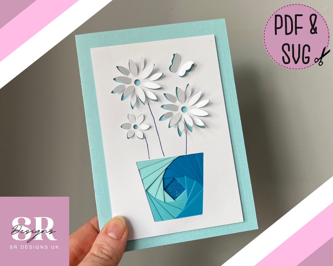 Flower Pot ‘popup’ Iris Folding Pattern Template PDF & SVG. Iris ...
