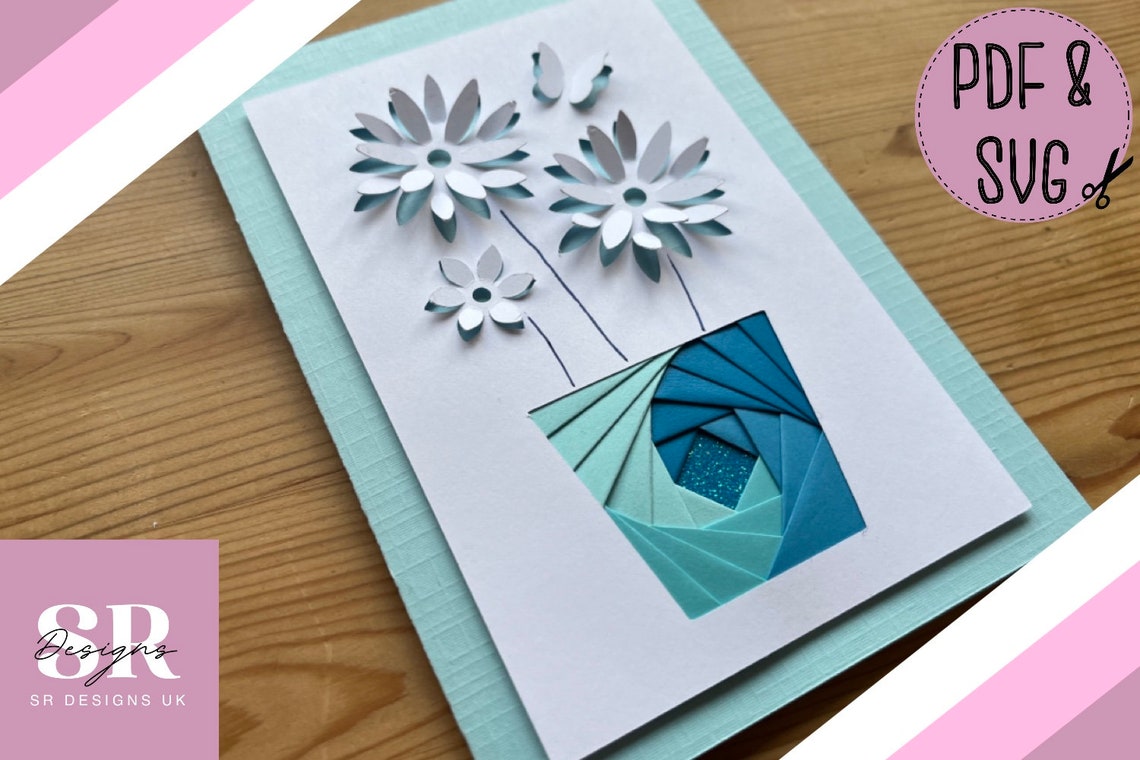 Flower Pot ‘popup’ Iris Folding Pattern Template PDF & SVG. Iris ...