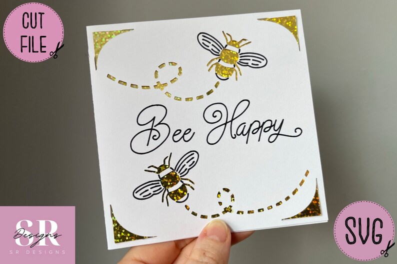 SVG: Bee Happy Insert Card. Cricut S40 Insert Card. Bee Card - Etsy