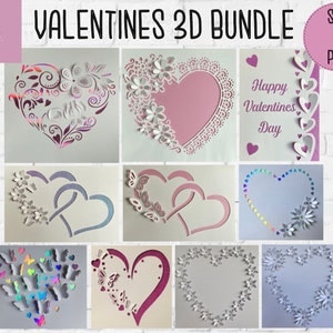 SVG: 'pop up' / Paquete de tarjetas de San Valentín en 3D. San Valentín svg. Tarjeta de San Valentín svg. Corte de papel. paquete de tarjetas de San Valentín. Ventana emergente SVG. SVG 3D.
