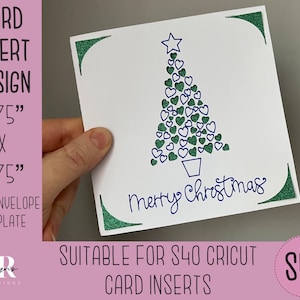 SVG: Kerst insteekkaart. Cricut S40 insteekkaart. Kerstkaart-svg. Vierkante kerstkaart. Kerstkaartsjabloon en envelop.