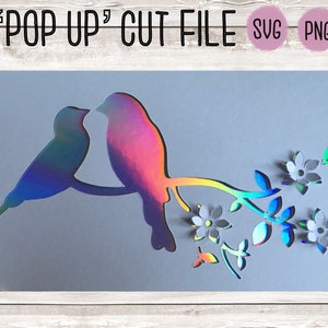 SVG: 'pop up'/ Pájaros 3D. Descarga digital. Corte de papel. Archivo de corte de pájaro. Pájaro de amor svg. Flores pop ups. Pájaro svg. Pop-up SVG. SVG 3D.