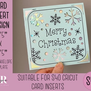 SVG: Cartão de inserção de Natal. Cartão de inserção Cricut S40. Cartão de Natal SVG. Cartão de Natal quadrado. Modelo de cartão de Natal e envelope.