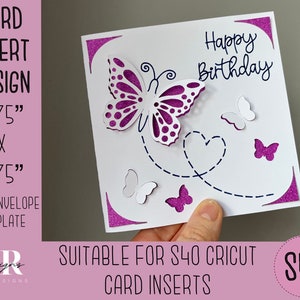 SVG: Einsteckkarte zum Geburtstag. Cricut S40 Einlegekarte. Geburtstagskarte svg. Quadratische Geburtstagskarte. Geburtstagskarte Vorlage und Umschlag.