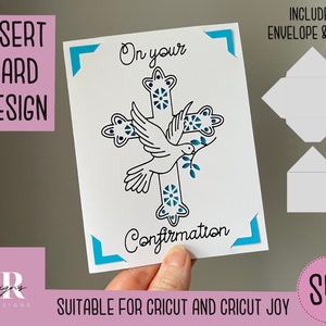 SVG: Bevestigingskaart voor het invoegen. Cricut Vreugde vriendelijk. Teken en knip kaartontwerp. Envelop sjabloon inbegrepen. Cricut Joy bevestigingskaart SVG