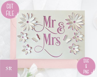 SVG: ‘pop up’/ 3D Wedding card. Mr & Mrs card svg. Wedding svg. Wedding card svg. Pop up flowers. 3d flowers. Pop up SVG. Cricut card svg.