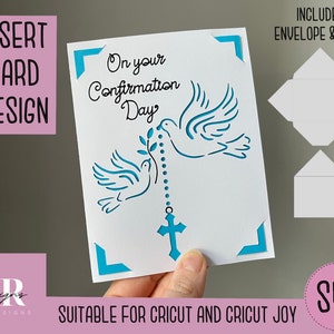 SVG: 確認挿入カード。Cricut Joy 対応。カードのデザインを描いて切り取ります。封筒テンプレートが含まれています。Cricut Joy 確認カード SVG