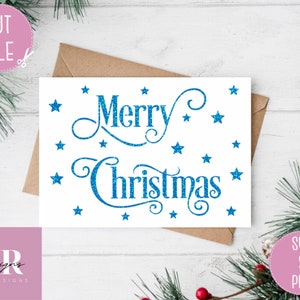 SVG: Kerstkaart. Kerstkaart svg. Vrolijk kerstfeest svg. Cricut kaart svg. Desire Kerst lettertype. Kersttafereel kaart svg.