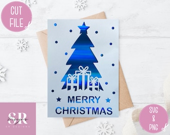 SVG: Christmas card. Christmas card svg. Merry Christmas svg. Cricut card svg. Christmas tree card svg.