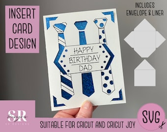 SVG: Dad Birthday insert card. Cricut Joy friendly. Draw and cut card design. Envelope template included. Cricut Joy Birthday card SVG