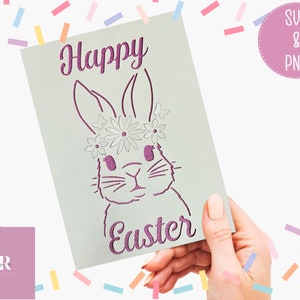 SVG: 3D/ pop up Easter card. Bunny card. Happy Easter. Pop up card. Pop up butterflies. flower card. Pop up svg. SVG/PNG. image 3