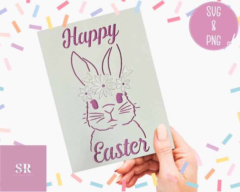 SVG: 3D/ pop up Easter card. Bunny card. Happy Easter. Pop up card. Pop up butterflies. flower card. Pop up svg. SVG/PNG. image 3