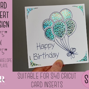 SVG : Carte d'insertion d'anniversaire. Carte d'insertion Cricut S40. Carte d'anniversaire svg. Carte d'anniversaire carrée. Modèle et enveloppe de carte d'anniversaire.