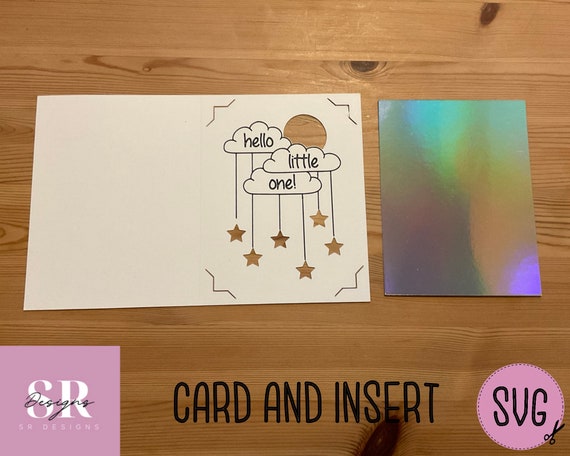 SVG: Birthday Insert Card. Cricut Joy Friendly. Draw and Cut Card Design.  Envelope Template Included. Cricut Joy Birthday Card SVG 