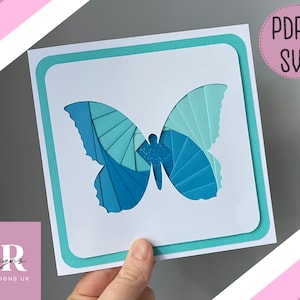Modèle de motif de pliage papillon Iris PDF et SVG. Motif de pliage iris. conception de cartes papillon. PDF découpé à la main