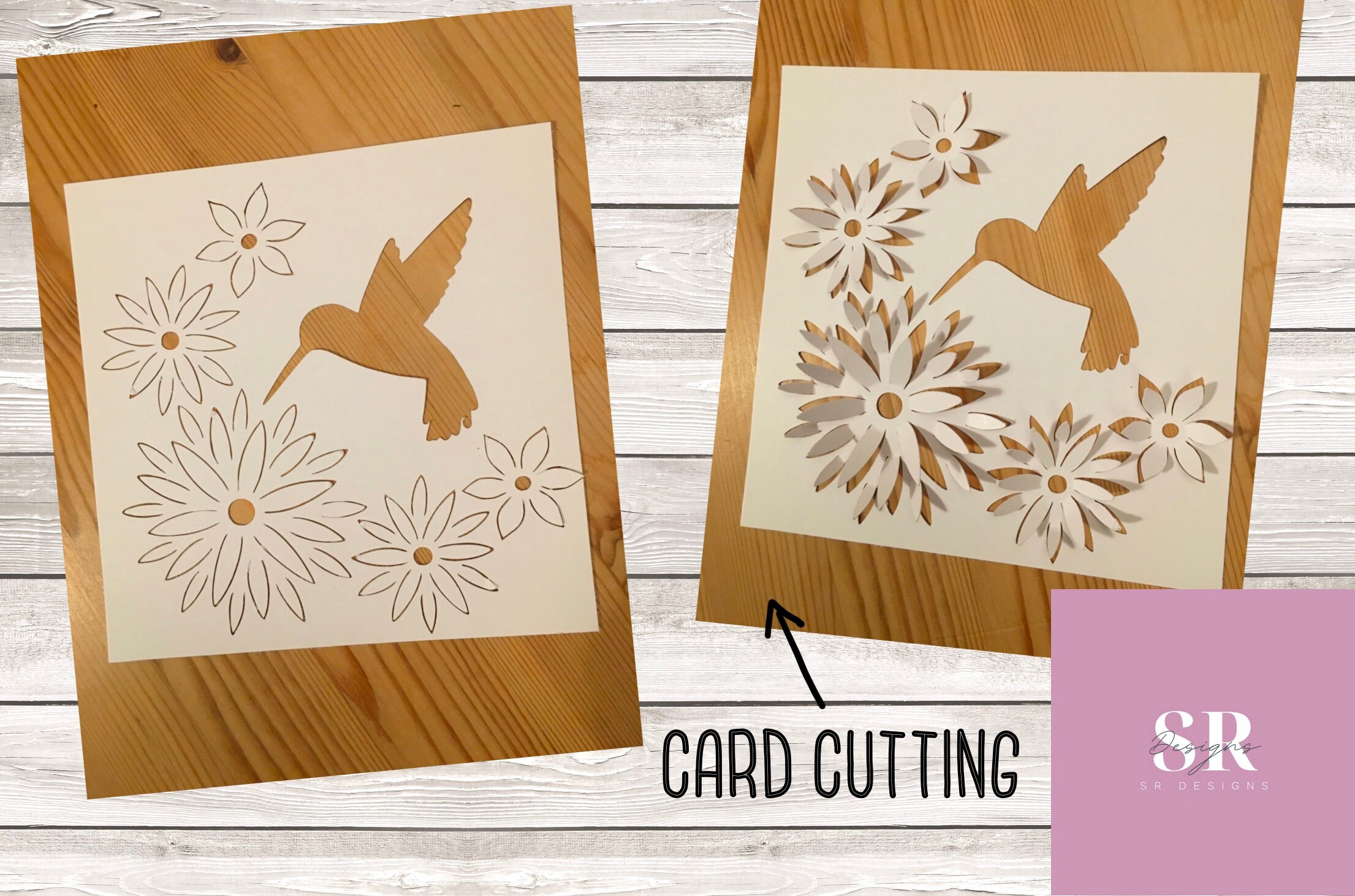 Download SVG: pop up/ 3D Floral hummingbird. Card cutting file. | Etsy