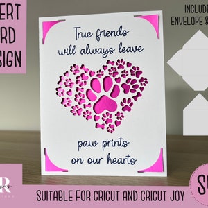 SVG: Haustier Trauer Einlegekarte. Cricut Joy freundlich. Kartendesign zeichnen und ausschneiden. Cricut Joy Haustier Trauerkarte SVG
