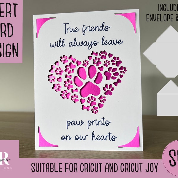 SVG: Pet bereavement insert card. Cricut Joy friendly. Draw and cut card design. Cricut Joy pet bereavement card SVG