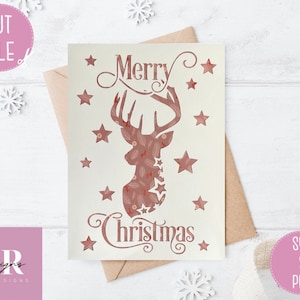 SVG: Kerstkaart. Kerstkaart svg. Vrolijk kerstfeest svg. Cricut kaart svg. Desire Kerst lettertype. Kersttafereel kaart svg.