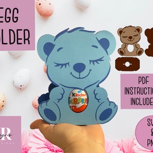 Teddy Egg holder SVG. Soporte de huevo svg. Osito de Pascua de peluche. Soporte de huevo svg.