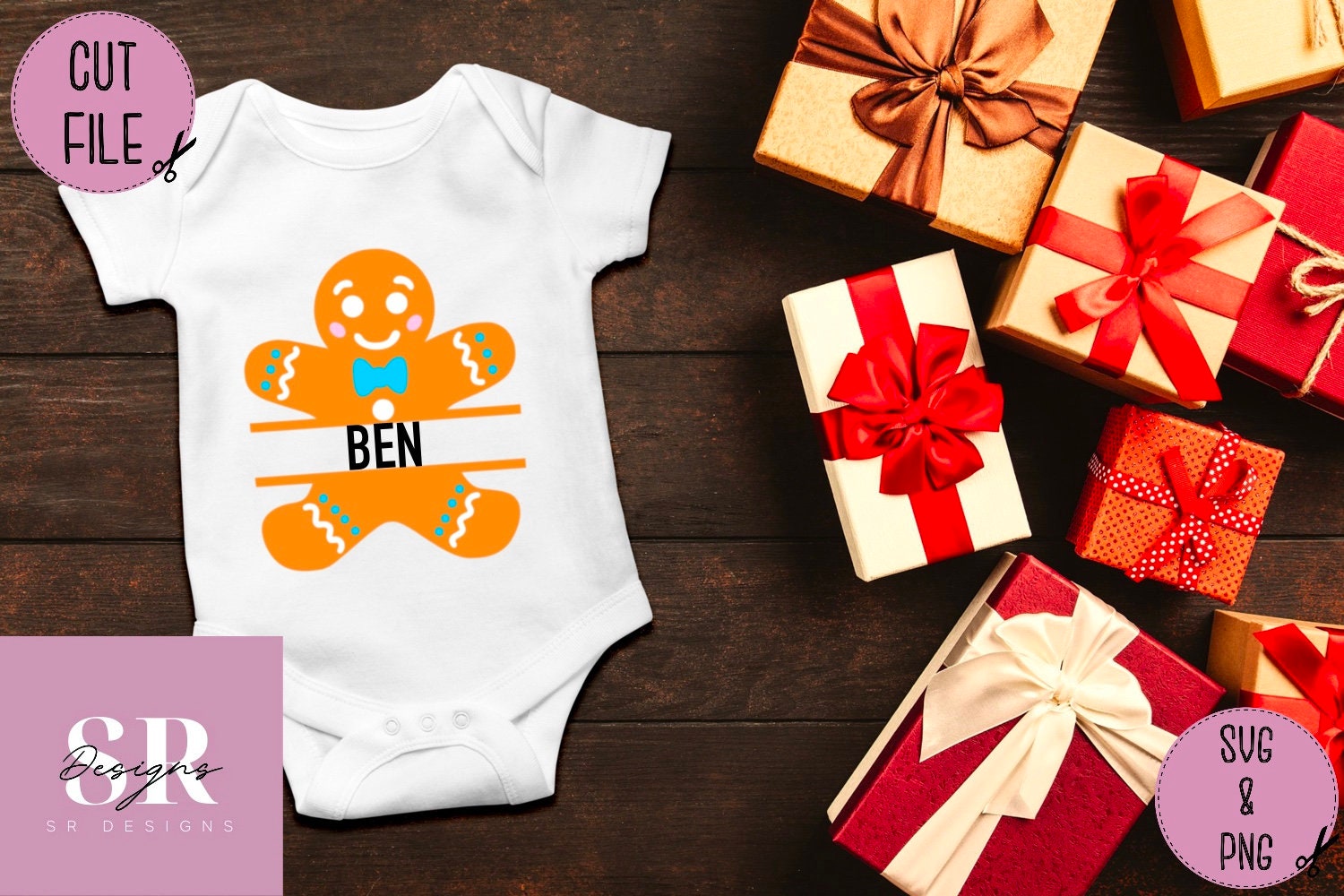 SVG: Gingerbread Split Monogram Svg. Gingerbread Man Svg. Christmas Eve ...