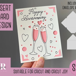 SVG: Anniversary insert card. Cricut Joy friendly. Draw and cut card design. Envelope template included. Cricut Joy Anniversary card SVG