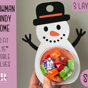Snowman candy dome Svg. Chocolate holder svg. Christmas candy holder. Candy holder. Christmas candy holder. Layered Christmas paper craft.
