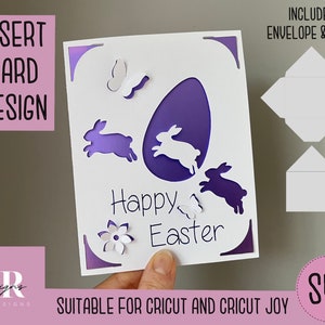 SVG: Easter insert card. Cricut Joy friendly. Draw and cut card design. Envelope template included. Cricut Joy Easter card SVG