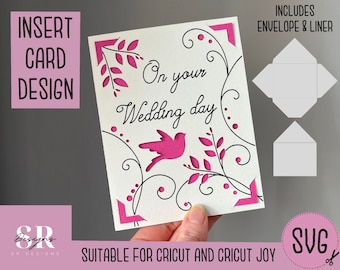 SVG: Wedding insert card. Cricut Joy friendly. Draw and cut card design. Envelope template included. Cricut Joy Wedding card SVG