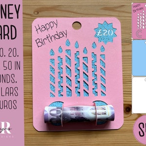 SVG: biglietto di compleanno. Cricut Joy amichevole. Taglia e disegna il design delle carte. Portavalute svg. Biglietto di compleanno svg. Money card svg.