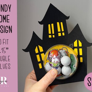 Halloween candy dome Svg. Haunted house candy dome svg. Chocolate holder svg. Halloween candy holder. Candy holder. Halloween candy holder.