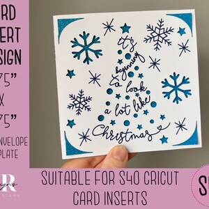 SVG: Tarjeta de inserción navideña. Tarjeta de inserción Cricut S40. Tarjeta de Navidad svg. Tarjeta de Navidad cuadrada. Plantilla y sobre de tarjeta de Navidad.