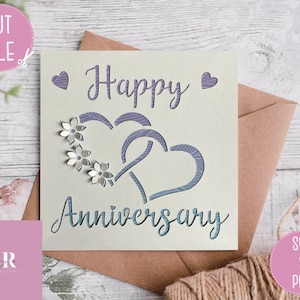 SVG: ‘pop up’/ 3D Happy anniversary card. Celebration. Wedding svg. Anniversary card svg. Pop up flowers. 3d flowers. Pop up SVG