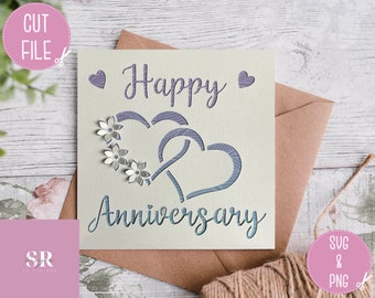 SVG: ‘pop up’/ 3D Happy anniversary card. Celebration. Wedding svg. Anniversary card svg. Pop up flowers. 3d flowers. Pop up SVG